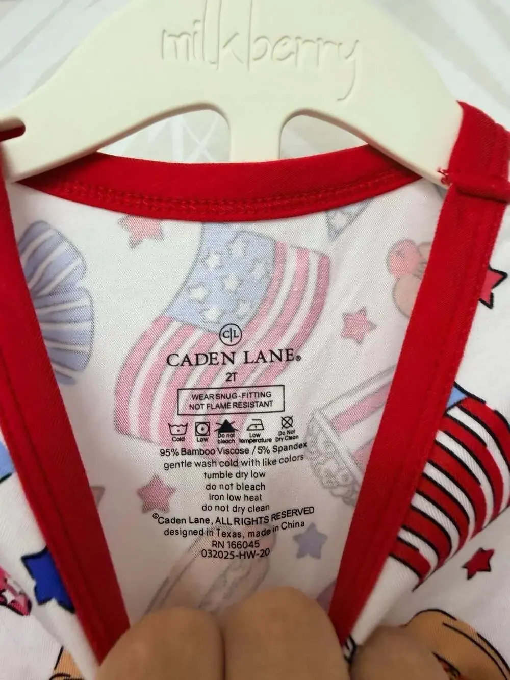 Caden Lane Two-Piece Short Bamboo Pajama Set Patriotic USA America Labor Day